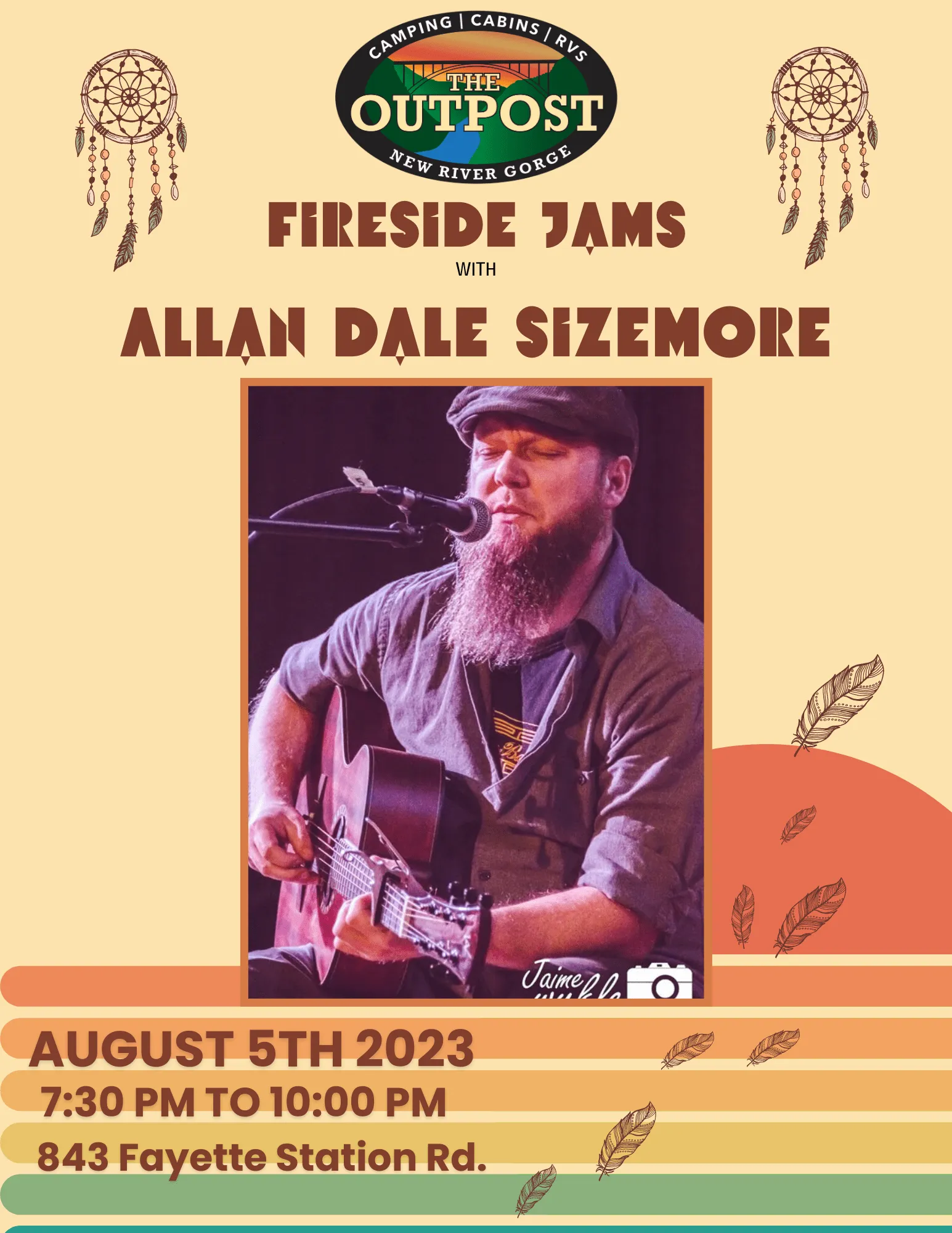 Event poster for Fireside Jam - Allan Dale Sizemore