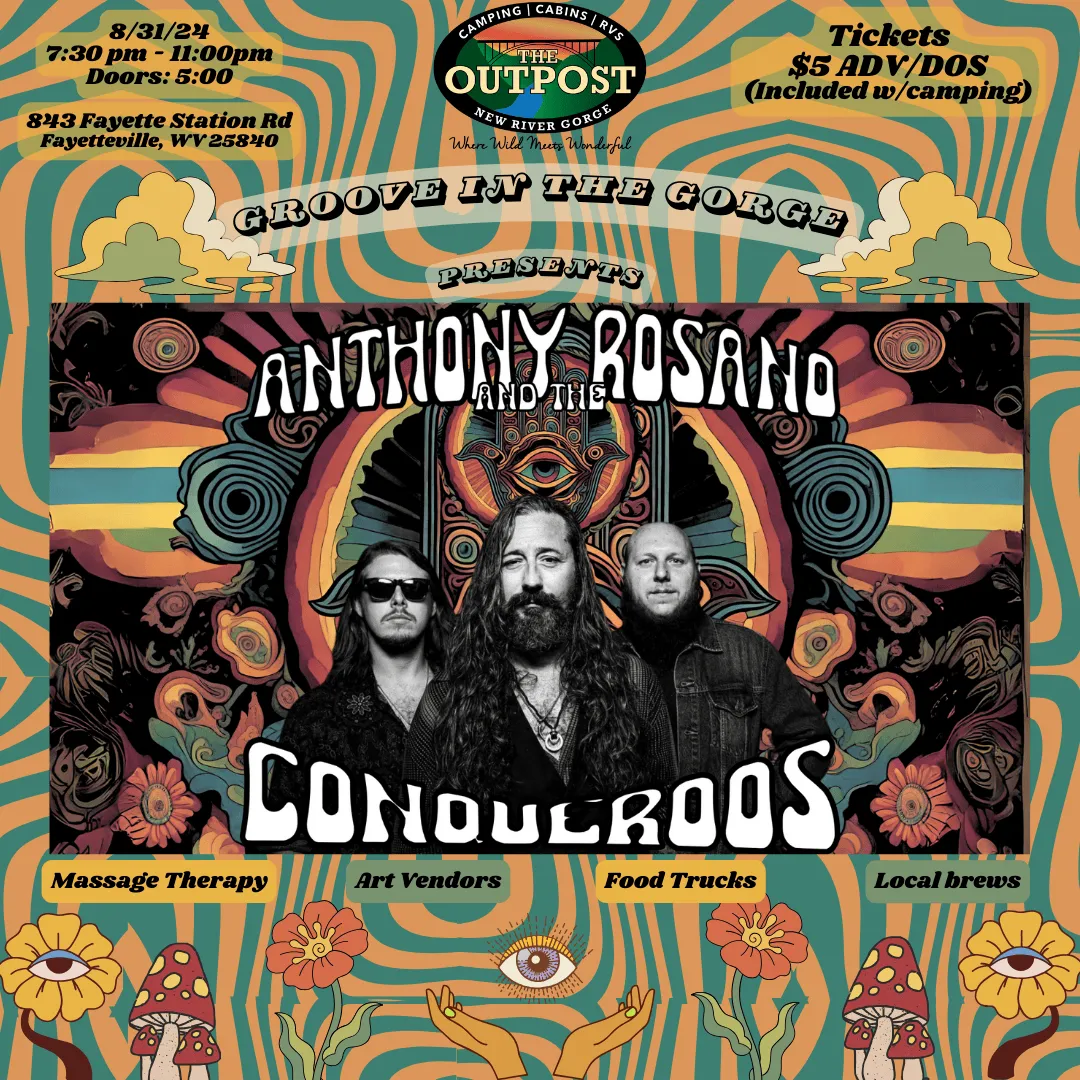 Event poster for Anthony Rosano and the Conqueroos