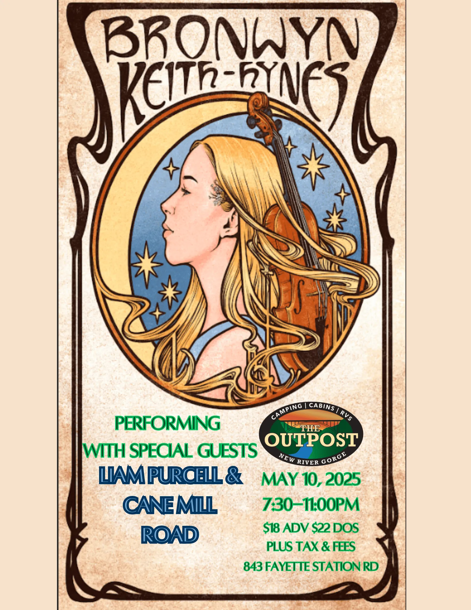 Event poster for Bronwyn Keith-Hynes and Liam Purcell & Cane Mill Road