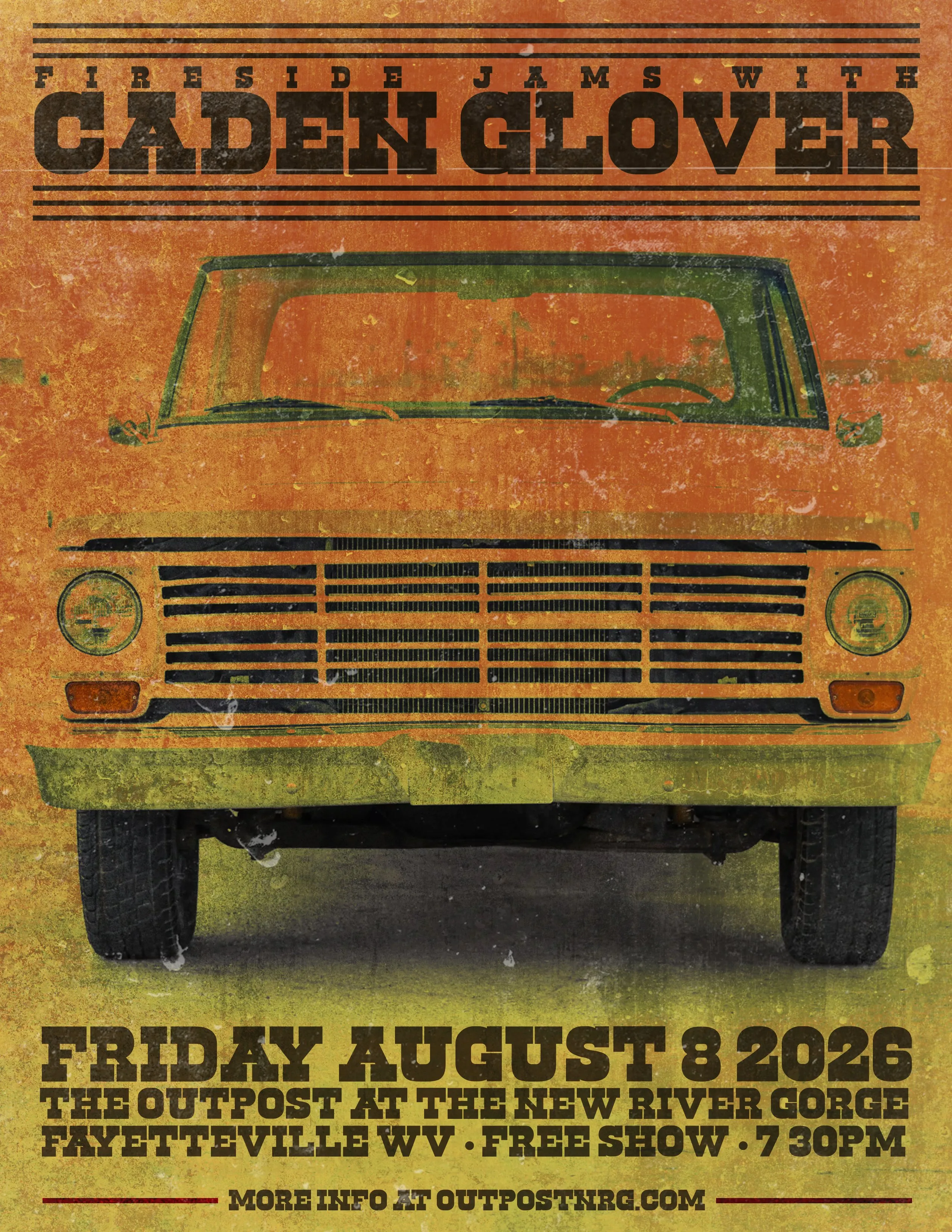 Event poster for Caden Glover – Fireside Jam
