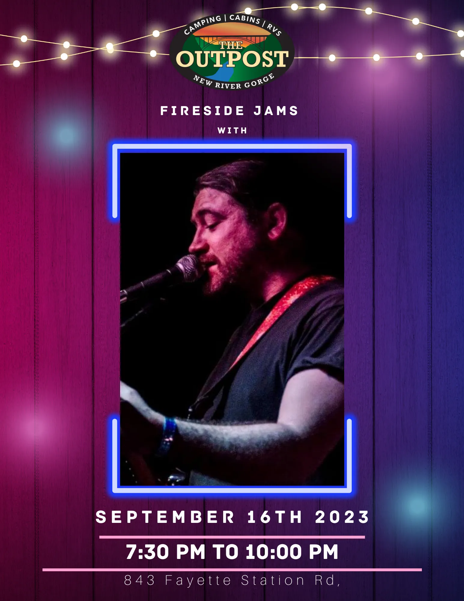 Event poster for Fireside Jam - Dan Freeman