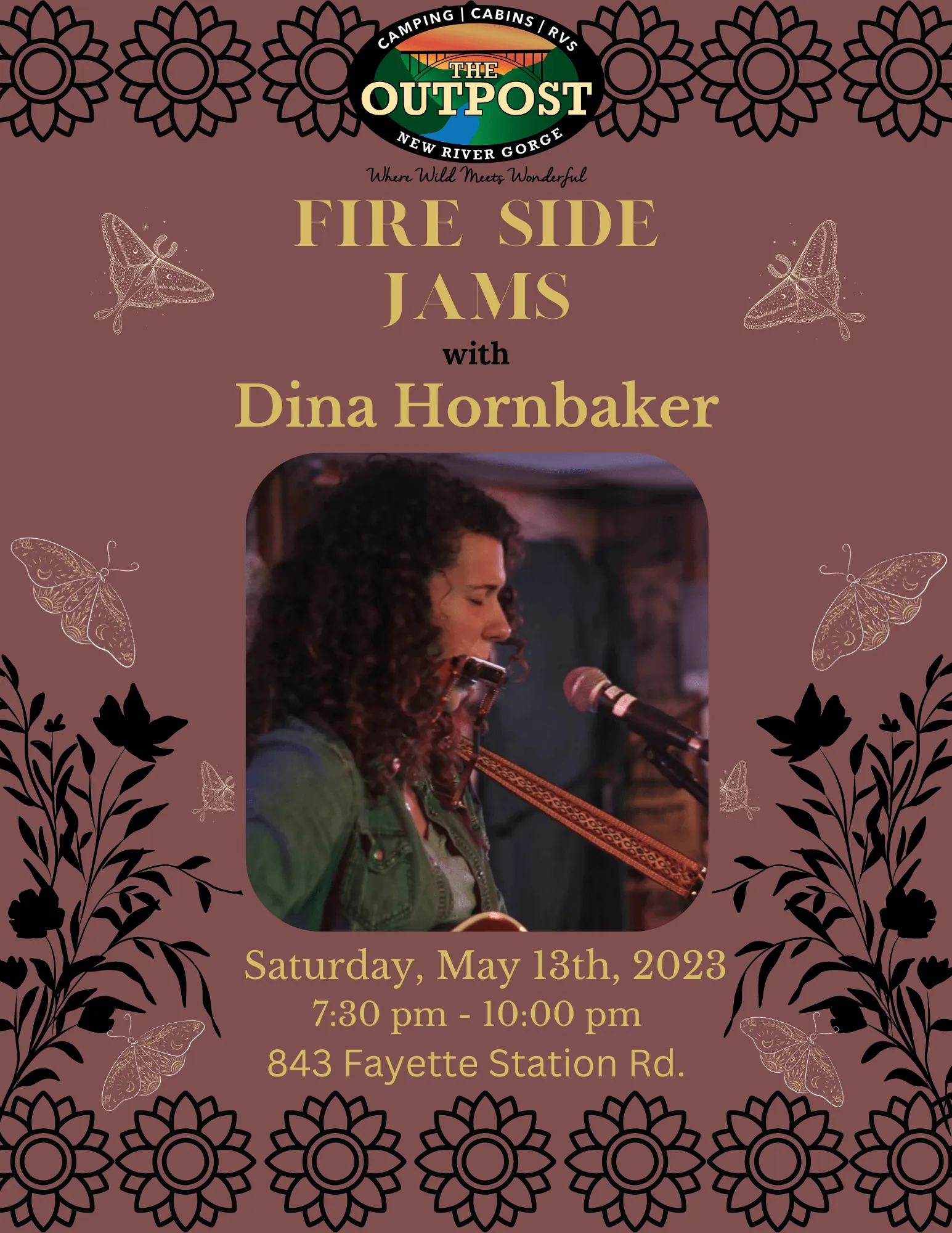 Event poster for Fireside Jam - Dina Hornbaker