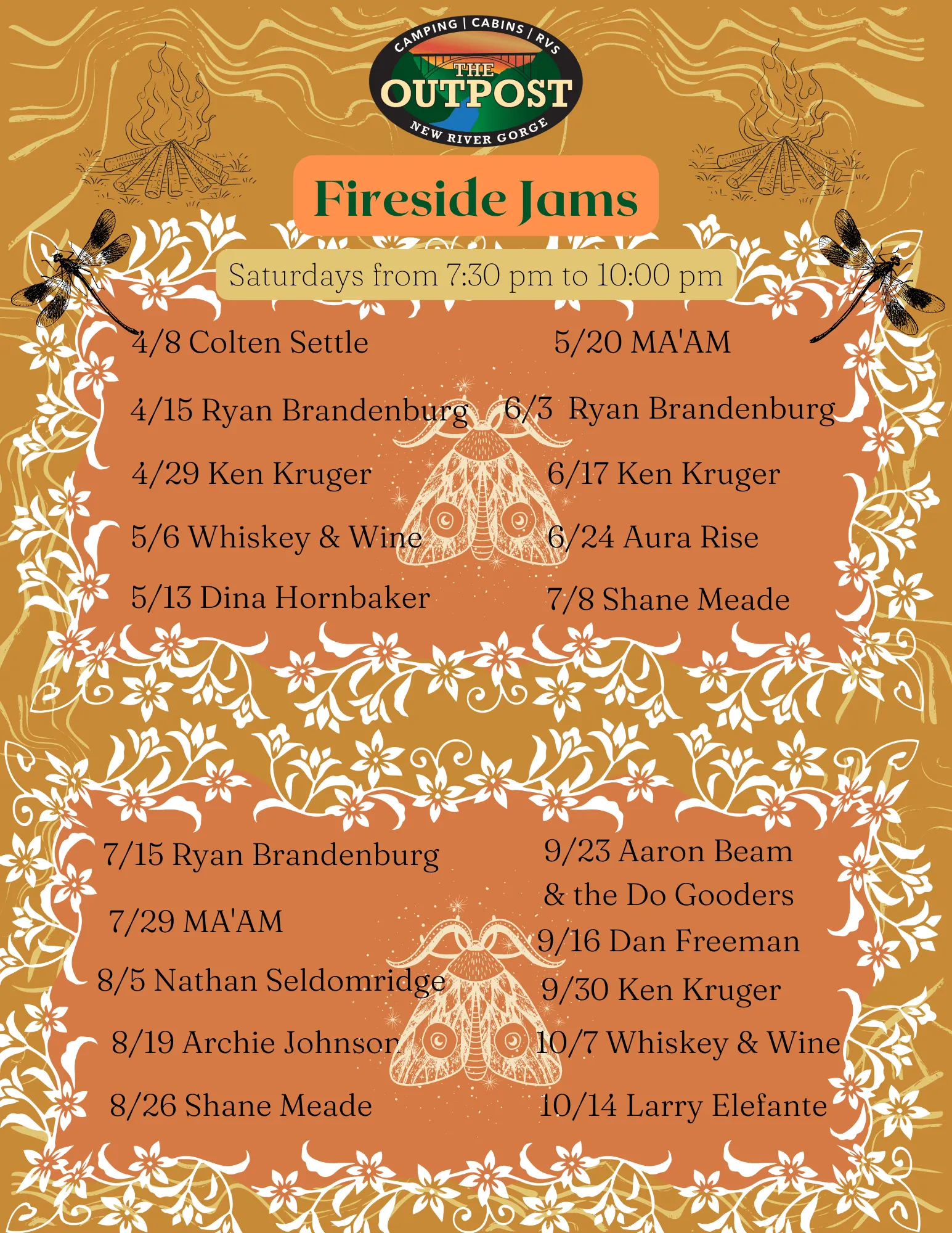 Event poster for Fireside Jam - Ken Kruger