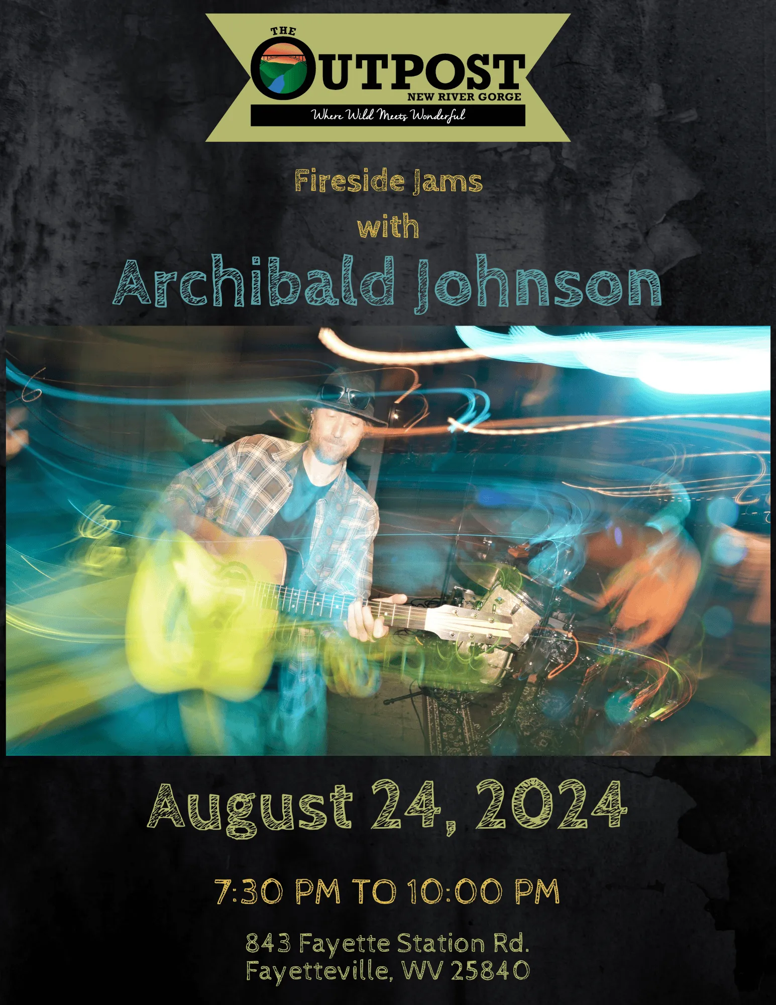 Event poster for Fireside Jam - Archibald Johnson