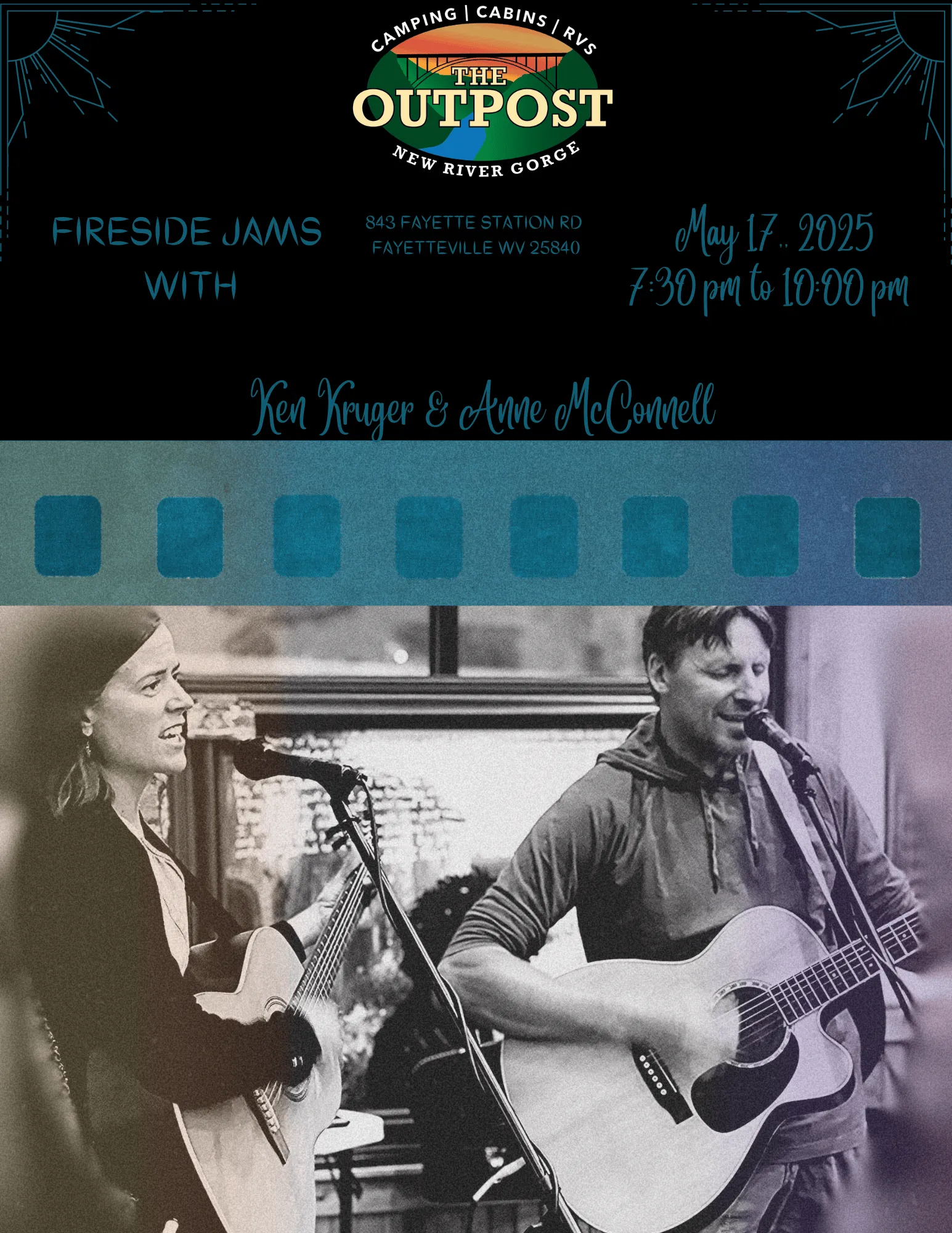 Event poster for Fireside Jam - Ken Kruger & Anne McConnell