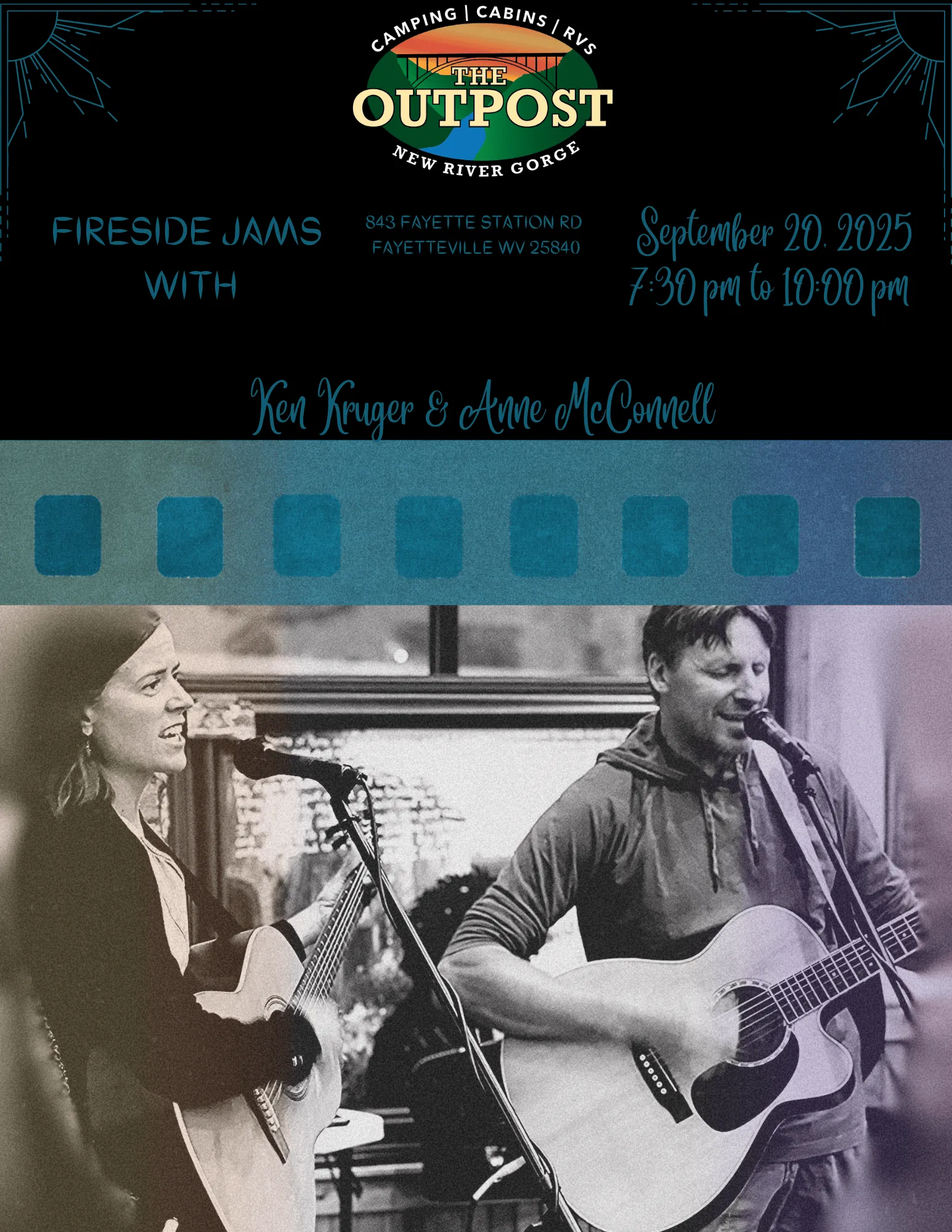 Event poster for Fireside Jam - Ken Kruger & Anne McConnell