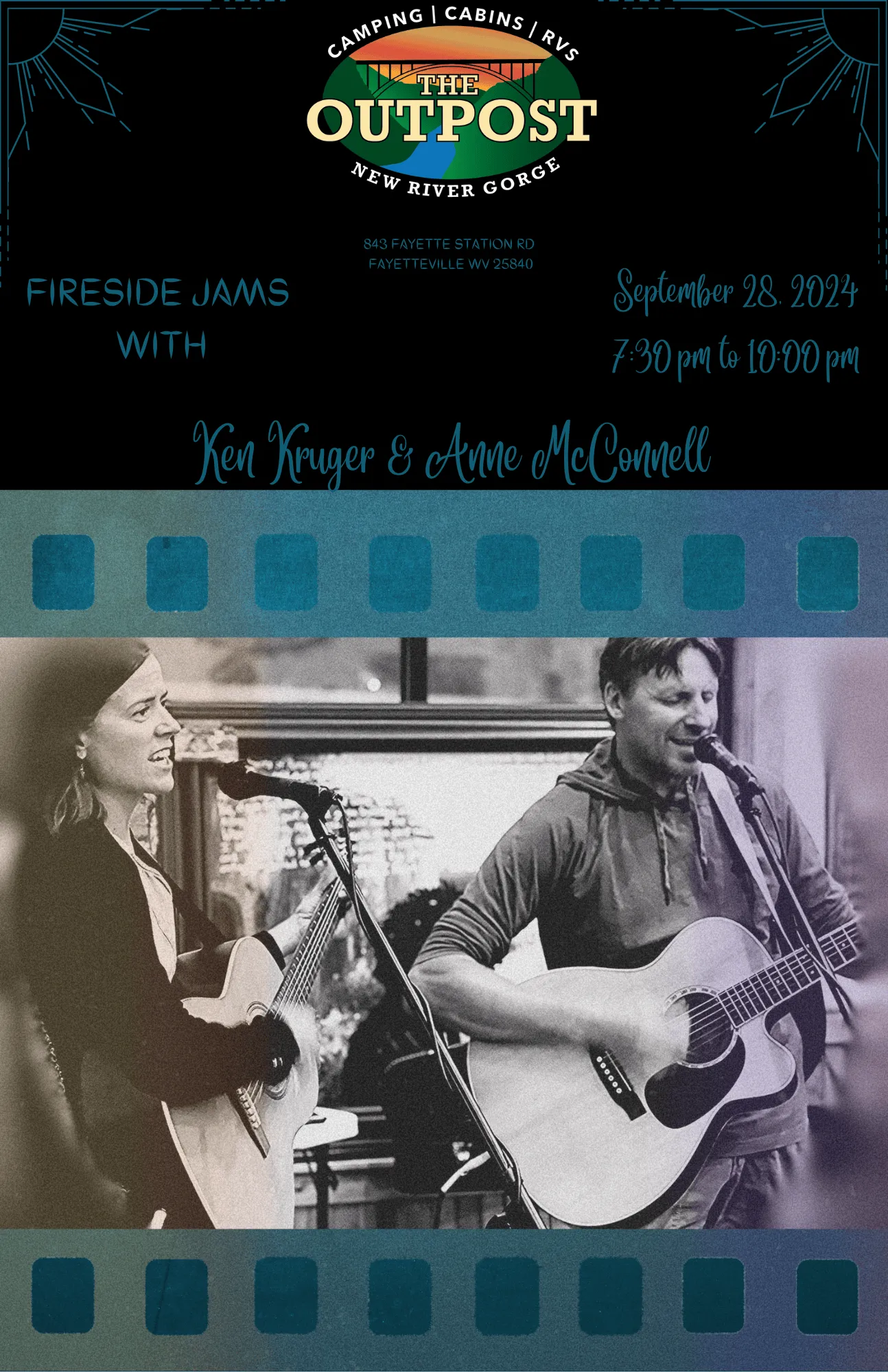 Event poster for Fireside Jam - Ken Kruger & Anne McConnell