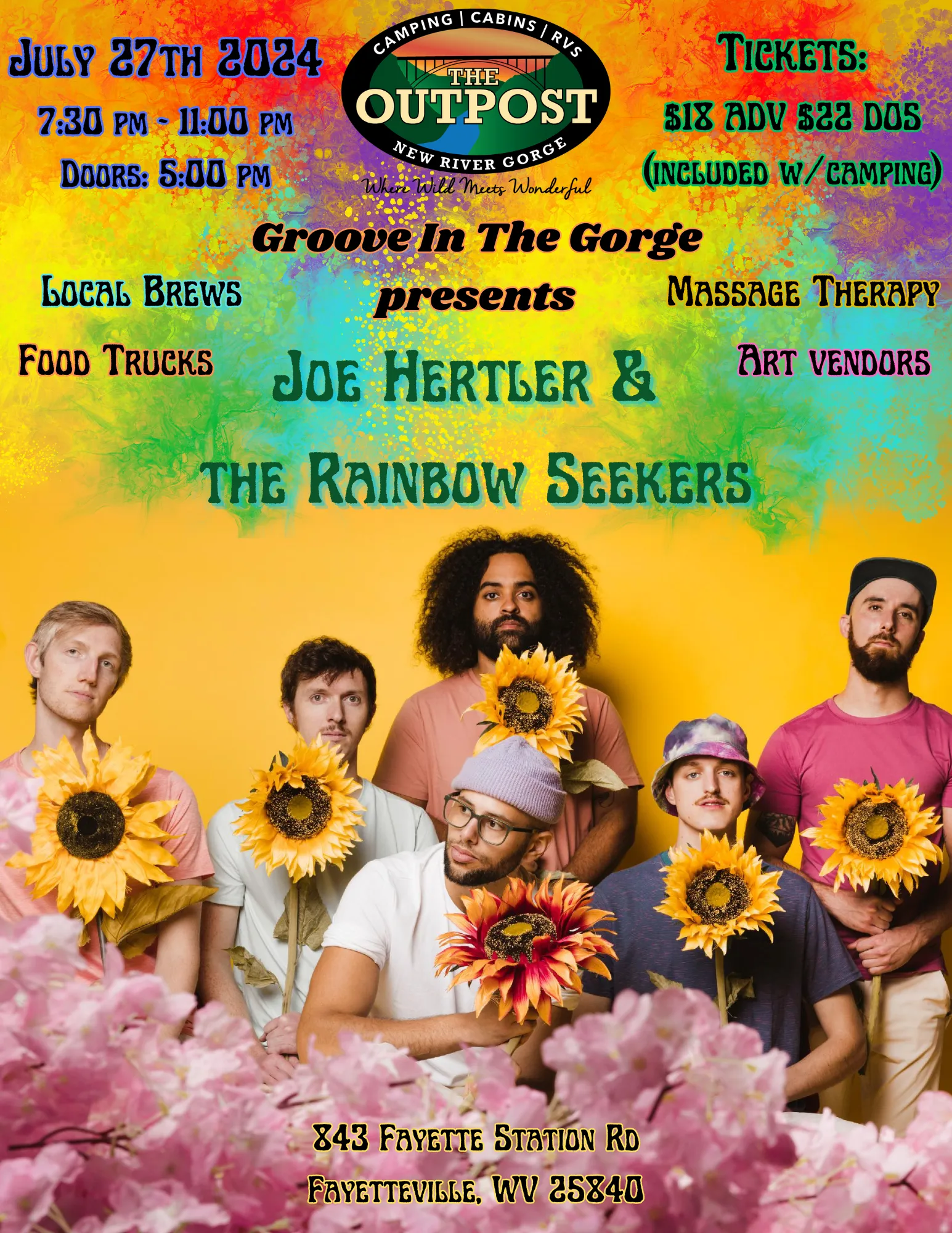 Event poster for Joe Hertler & the Rainbow Seekers