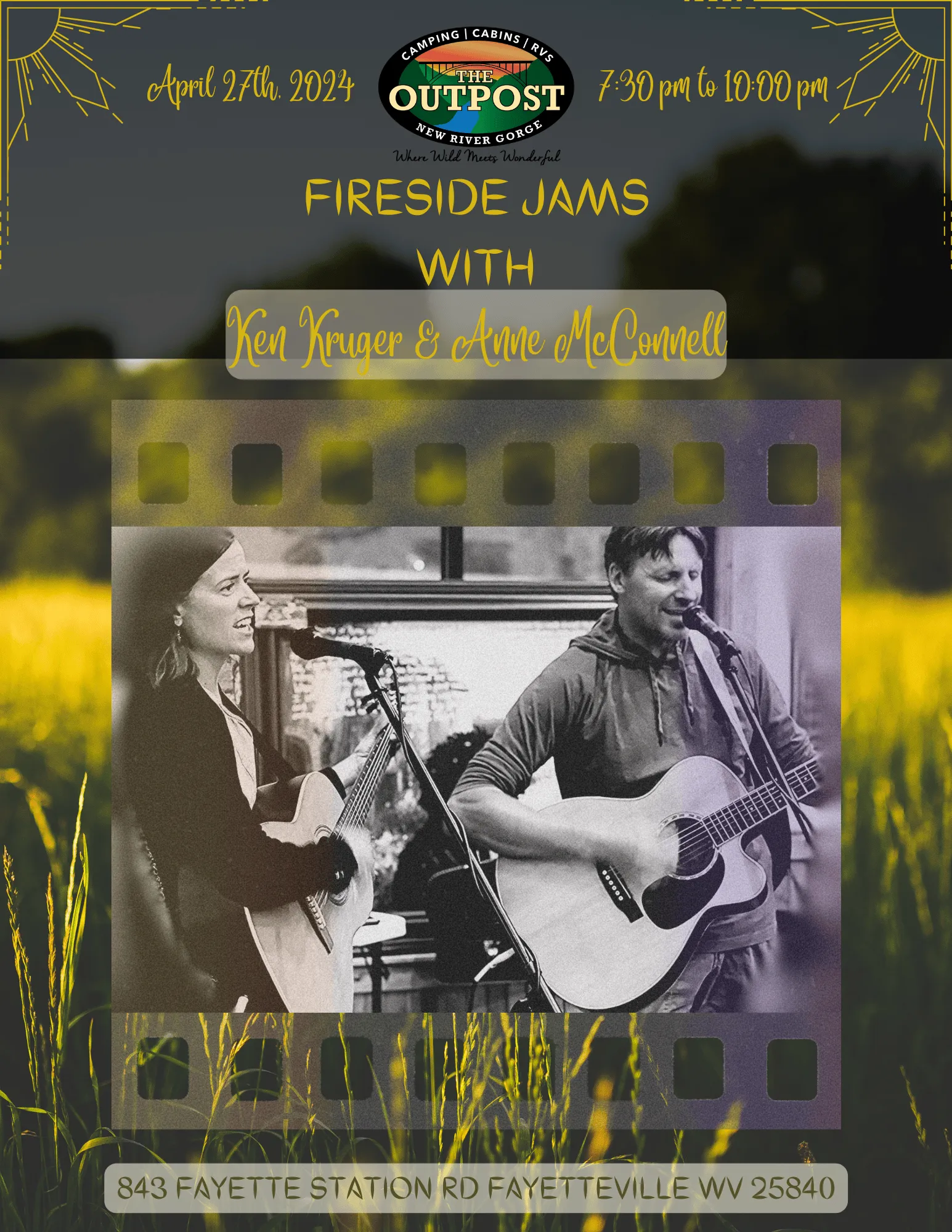 Event poster for Fireside Jam - Ken Kruger & Anne McConnell