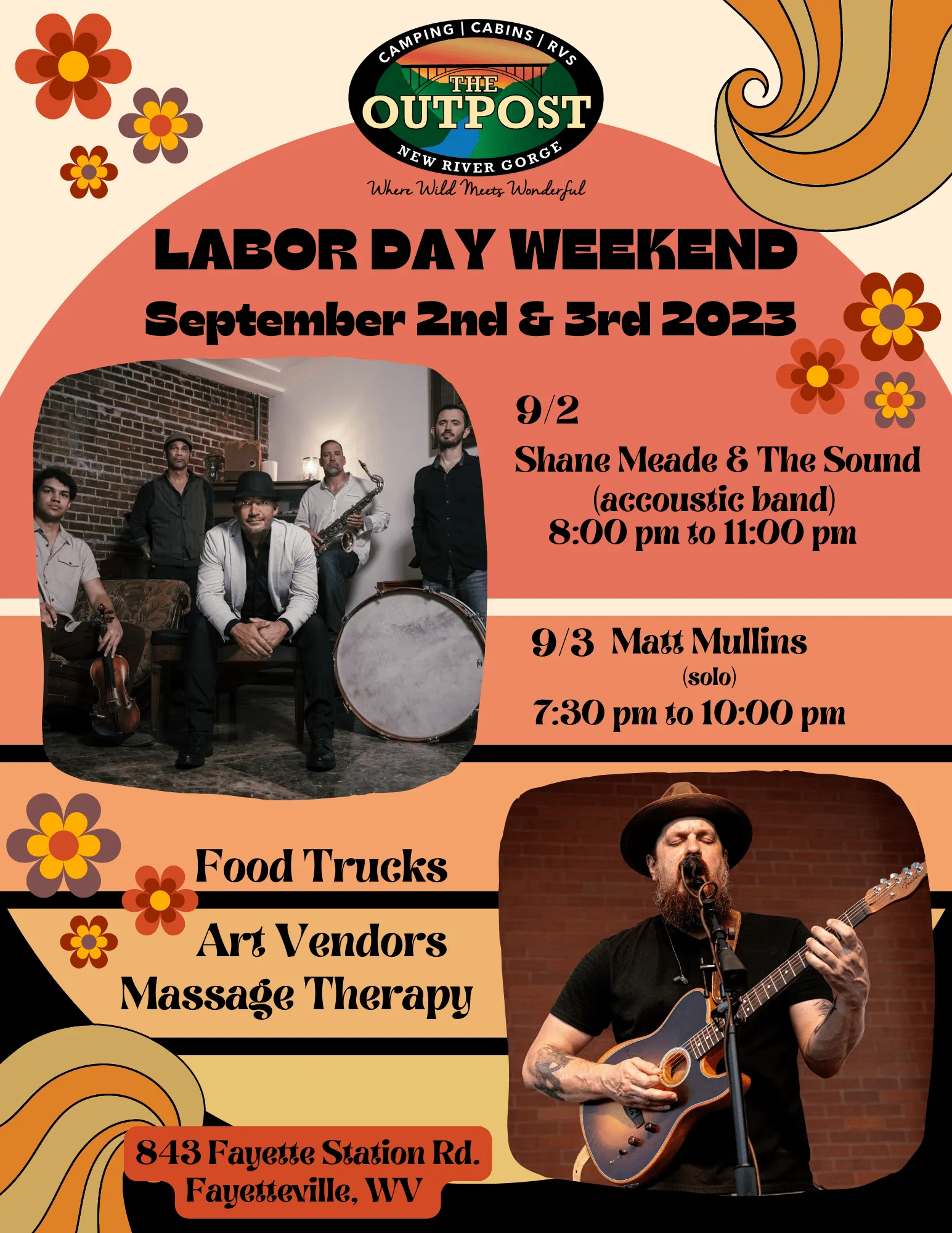 Event poster for Matt Mullins (9/3/23) Labor Day Weekend
