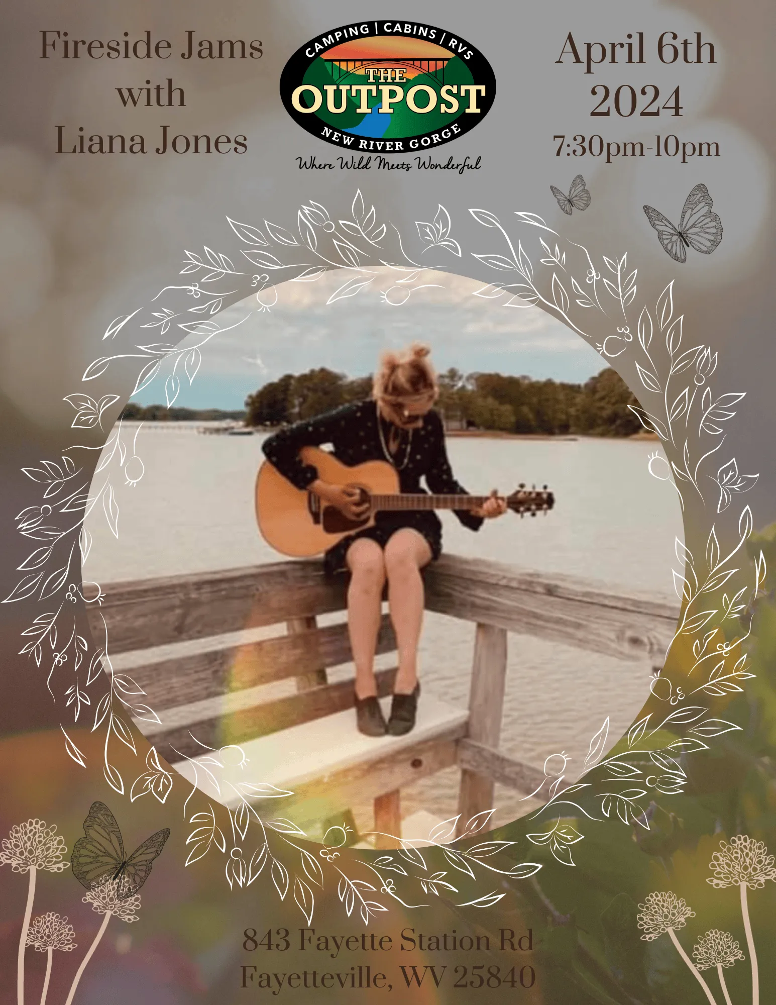 Event poster for Fireside Jam - Liana Jones