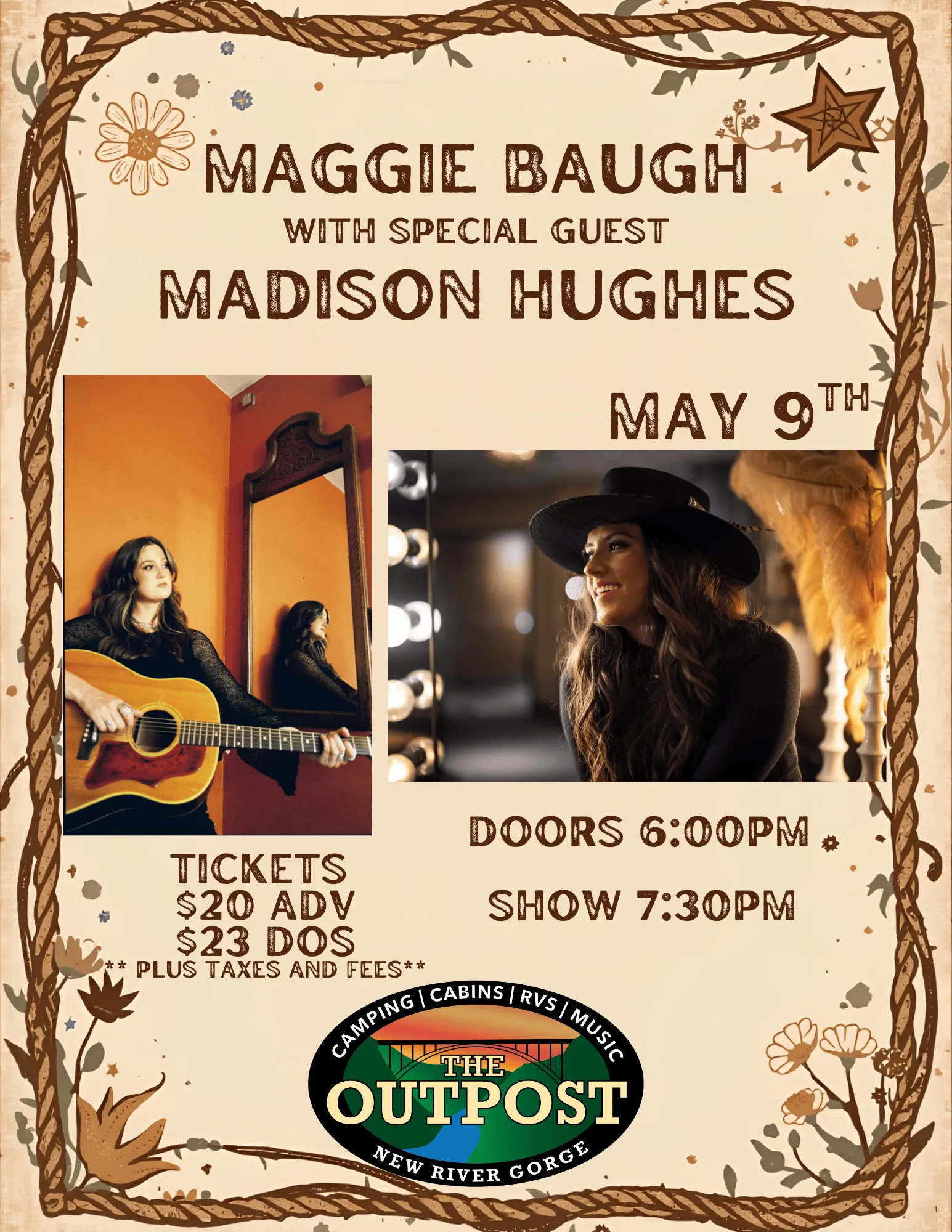 Event poster for Maggie Baugh