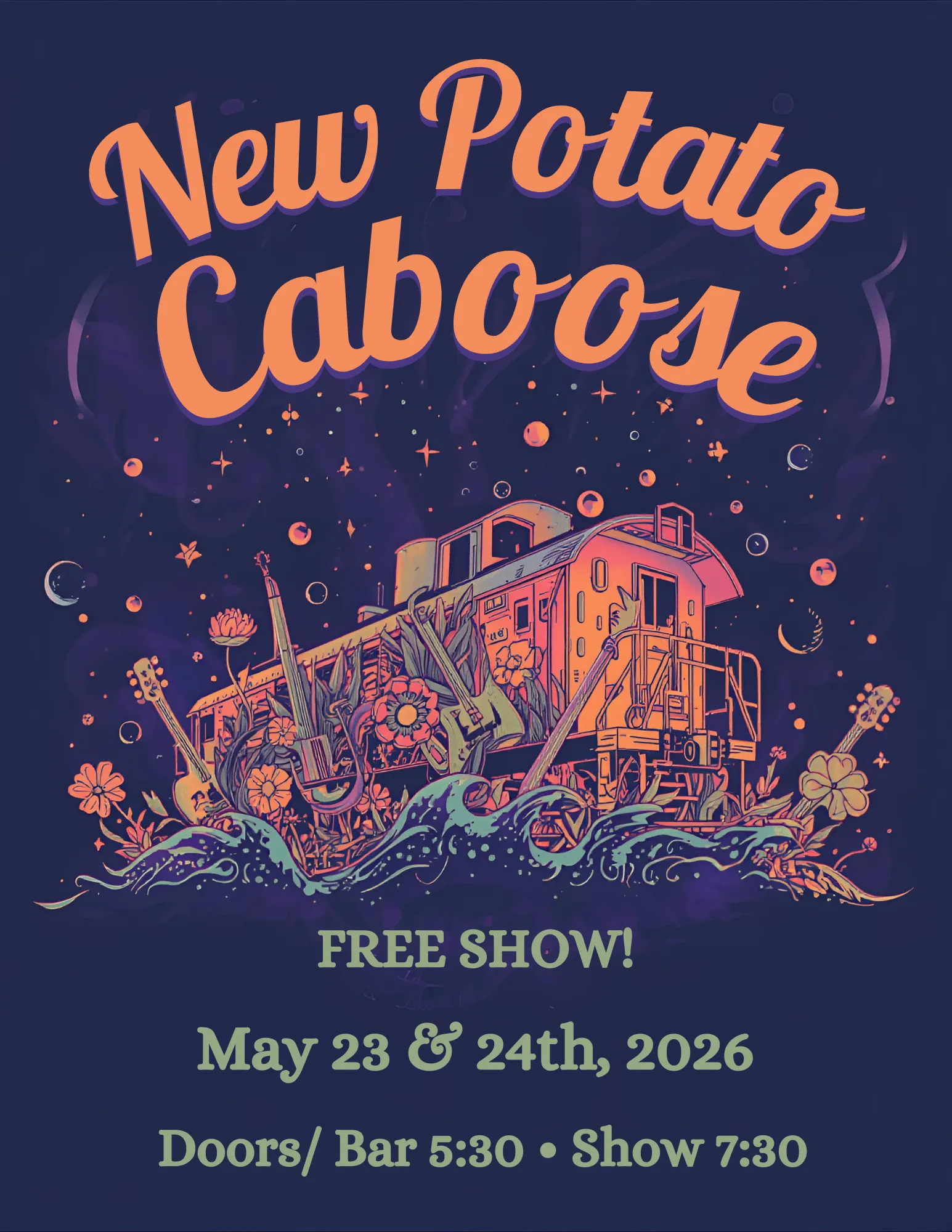 Event poster for Memorial Day Weekend - New Potato Caboose