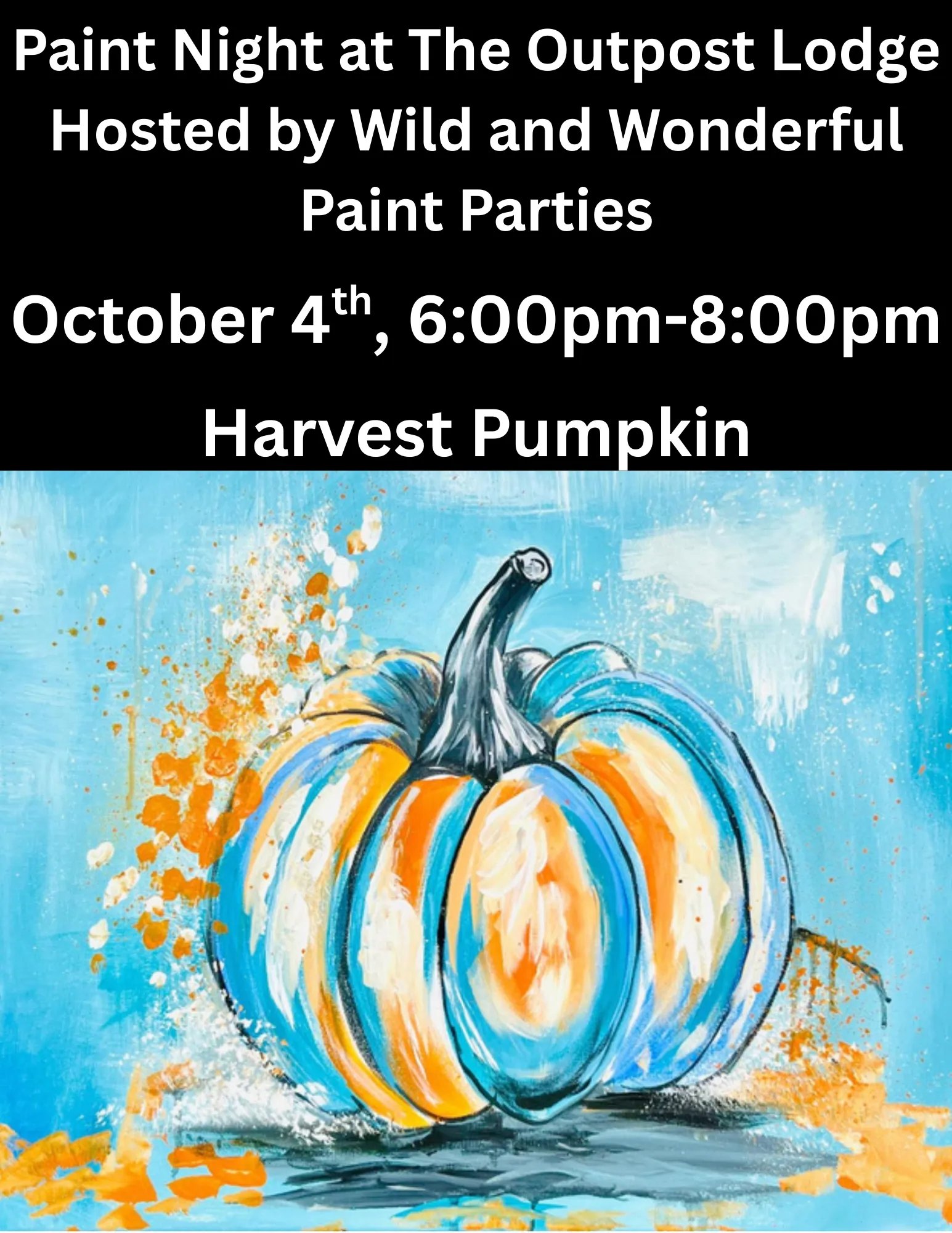 Event poster for Paint Night - Harvest Pumpkin $35