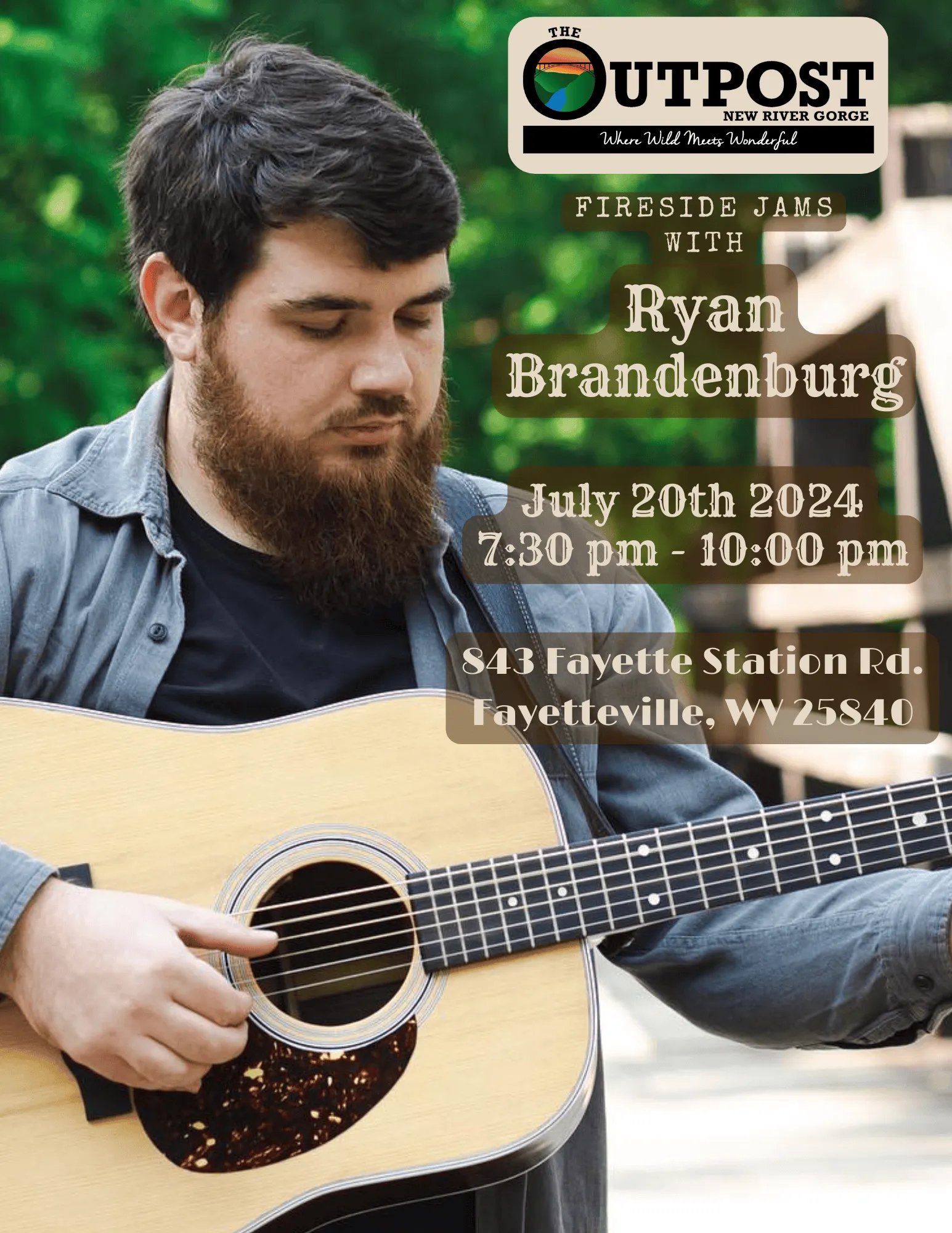 Event poster for Fireside Jam - Ryan Brandenburg