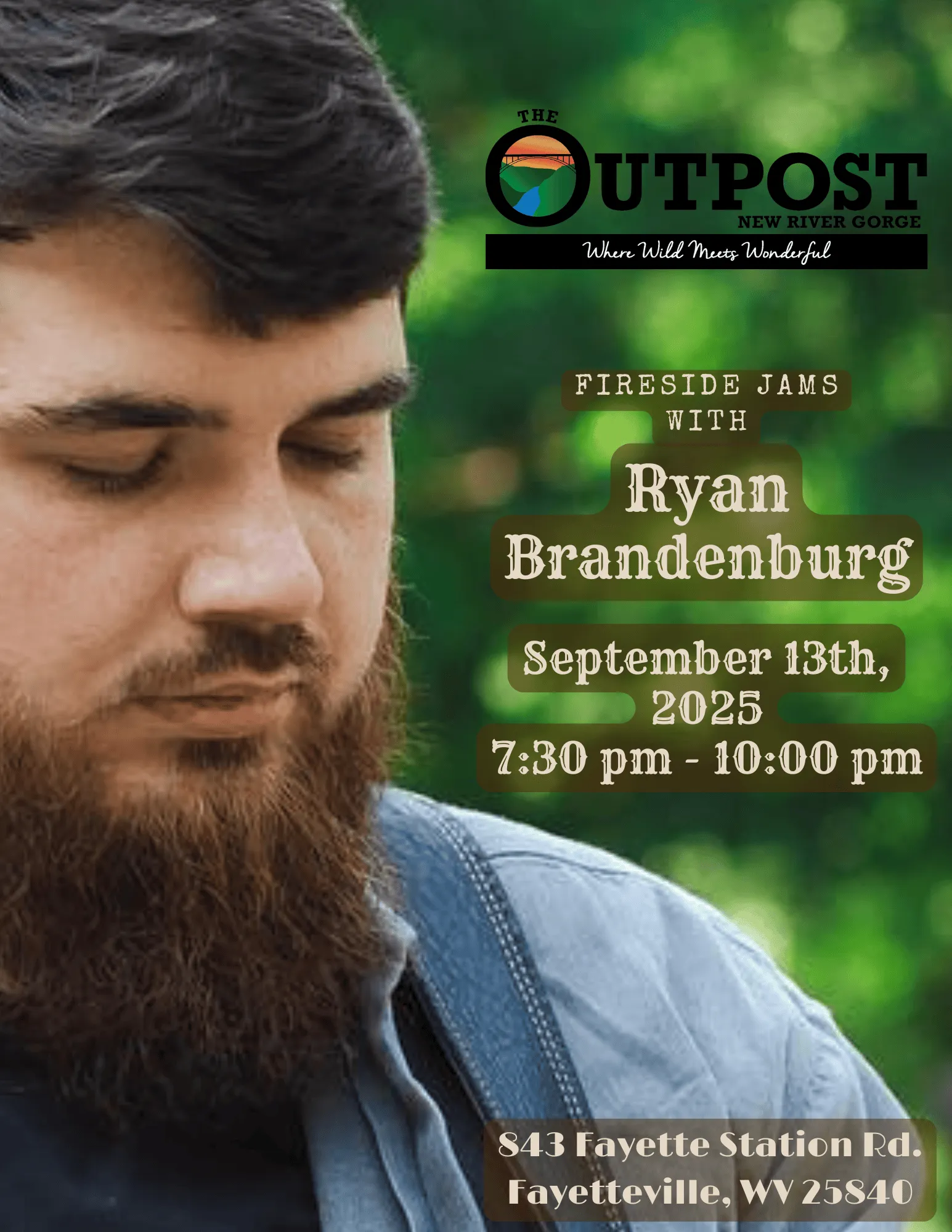 Event poster for Fireside Jam - Ryan Brandenburg