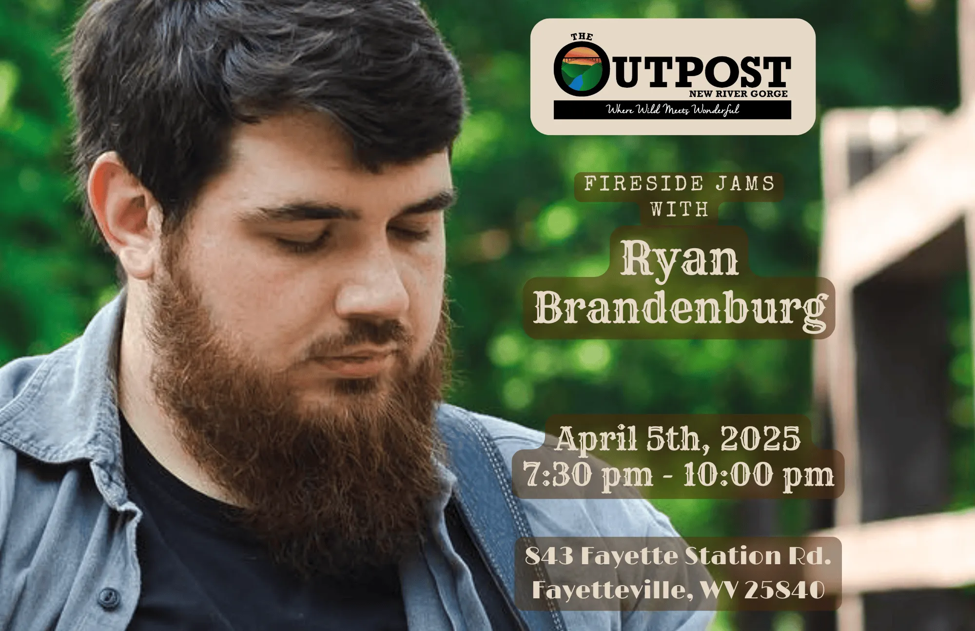 Event poster for Fireside Jam - Ryan Brandenburg