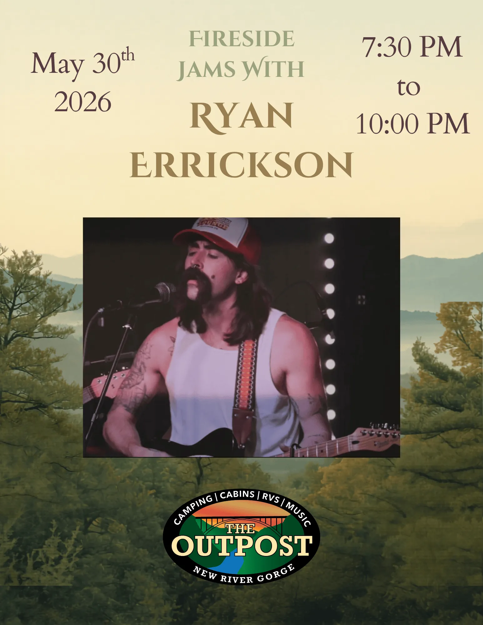 Event poster for Ryan Errickson – Fireside Jam