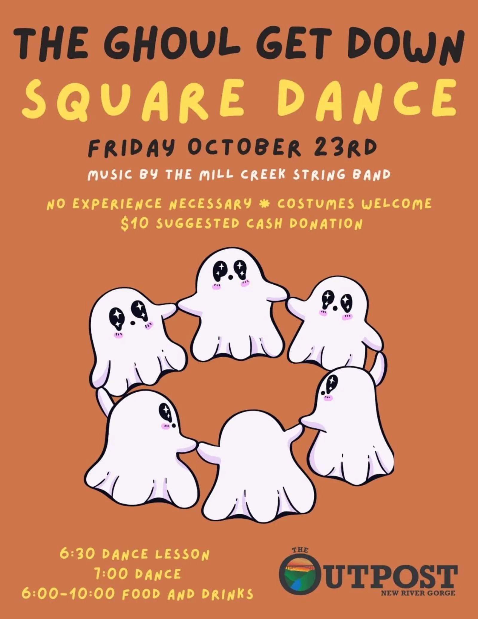 Poster for The Ghoul Get Down Square Dance with Mill Creek String Band