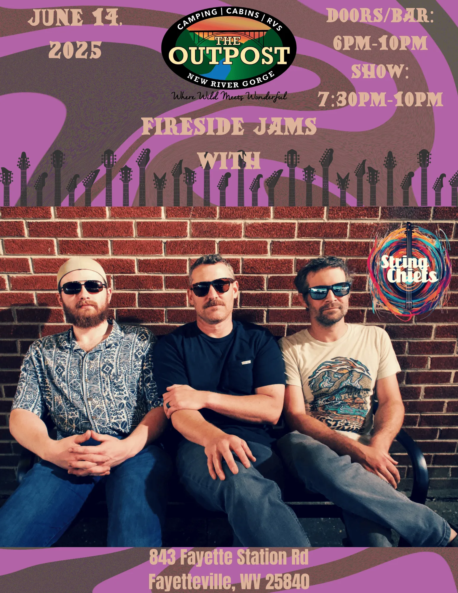 Event poster for Fireside Jam - String Chiefs