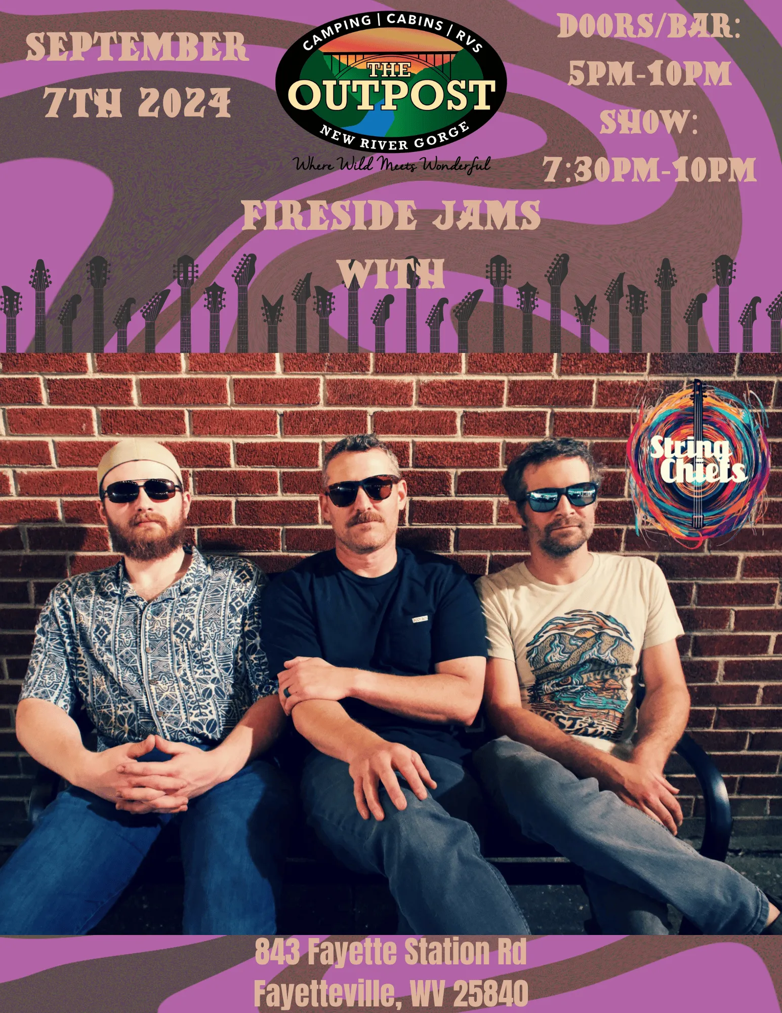 Event poster for Fireside Jam - String Chiefs