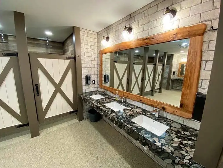 Climate-controlled bathhouse at The Outpost