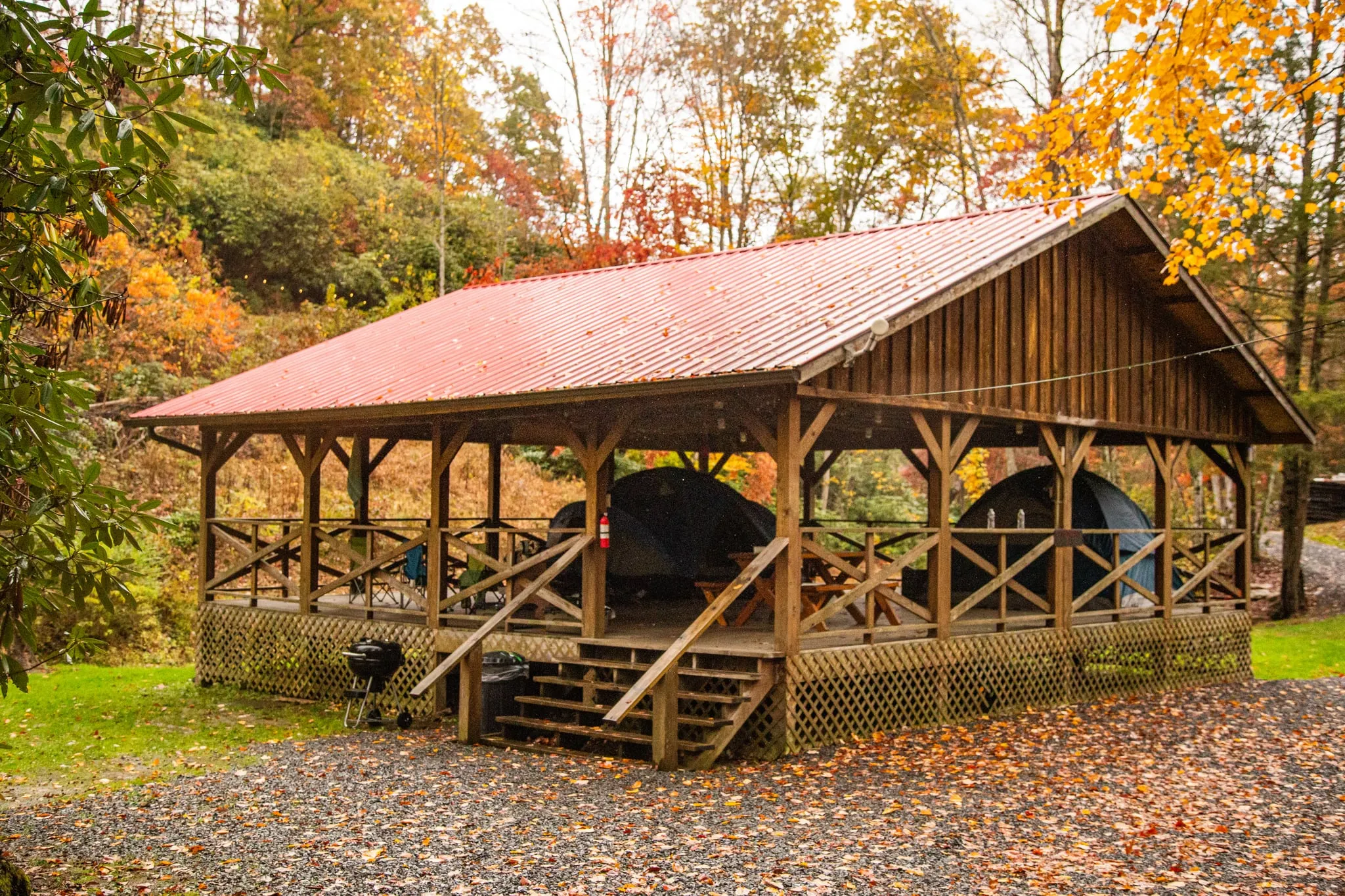 Covered tent pavilion at The Outpost
