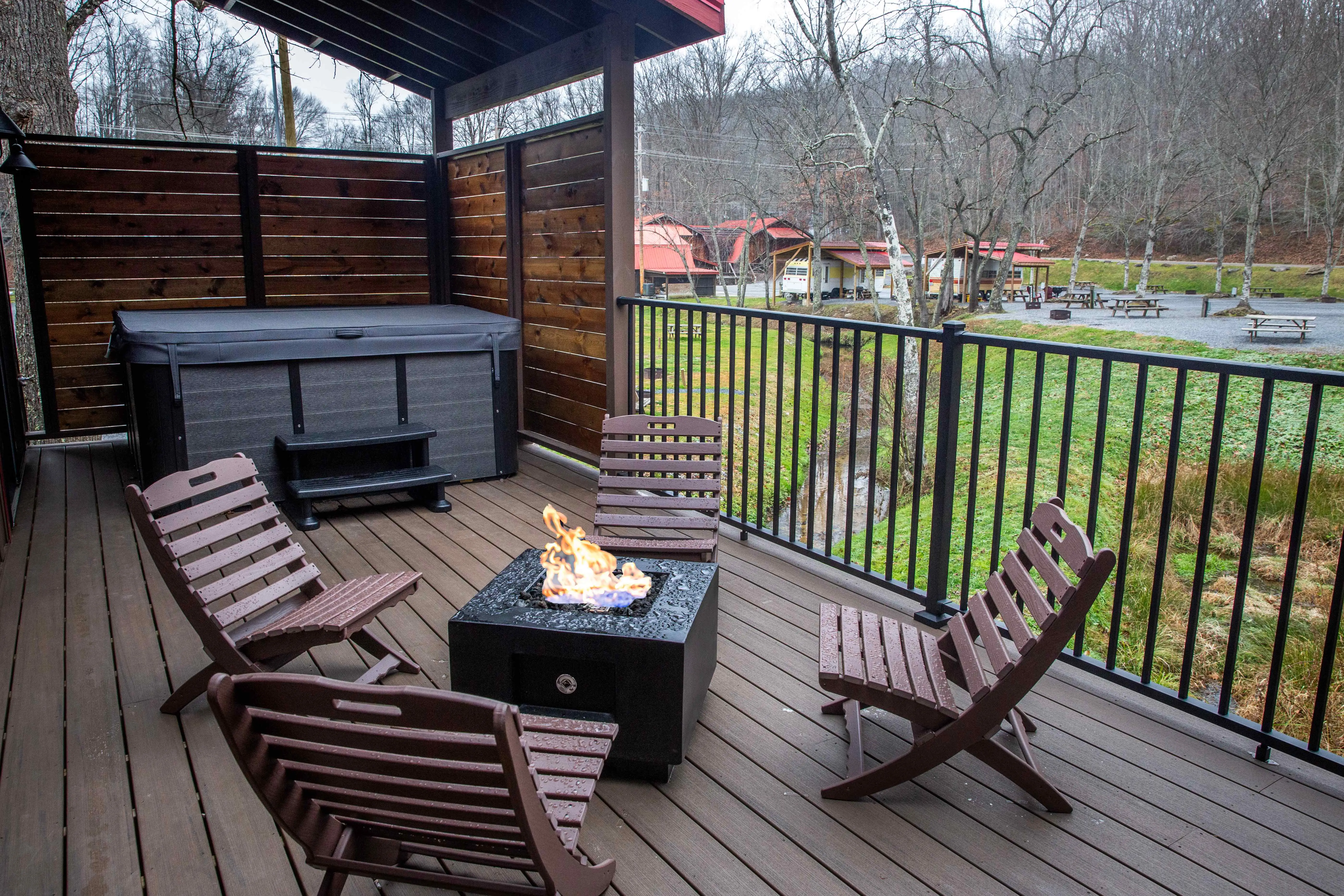 Take Me Home Gas Fire Pit – A Mountain Retreat Creekside Cabin