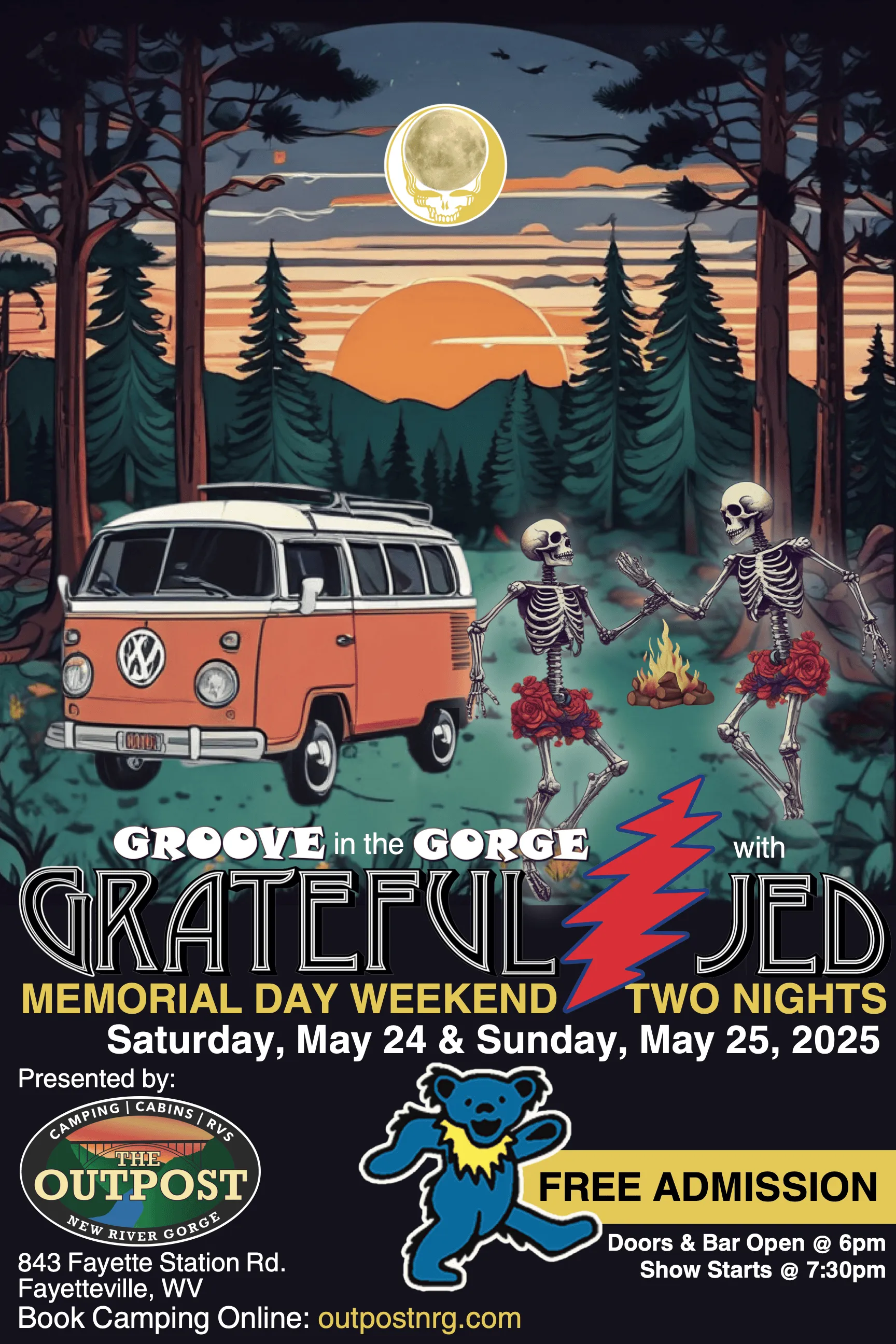 Event poster for Memorial Day Weekend - Grateful Jed