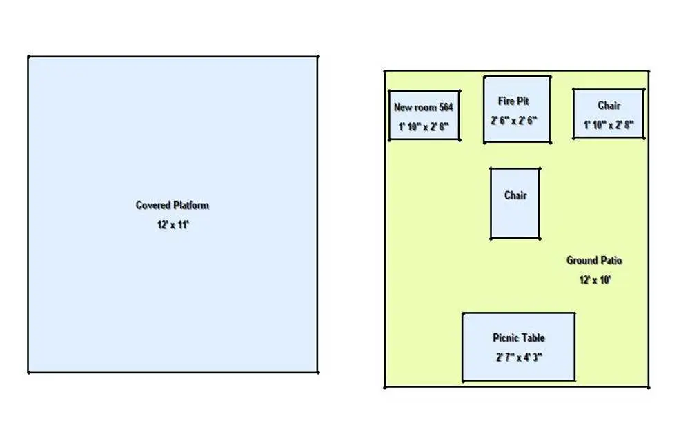 Ground patio tent platform layout diagram – Tent Platforms at The Outpost NRG