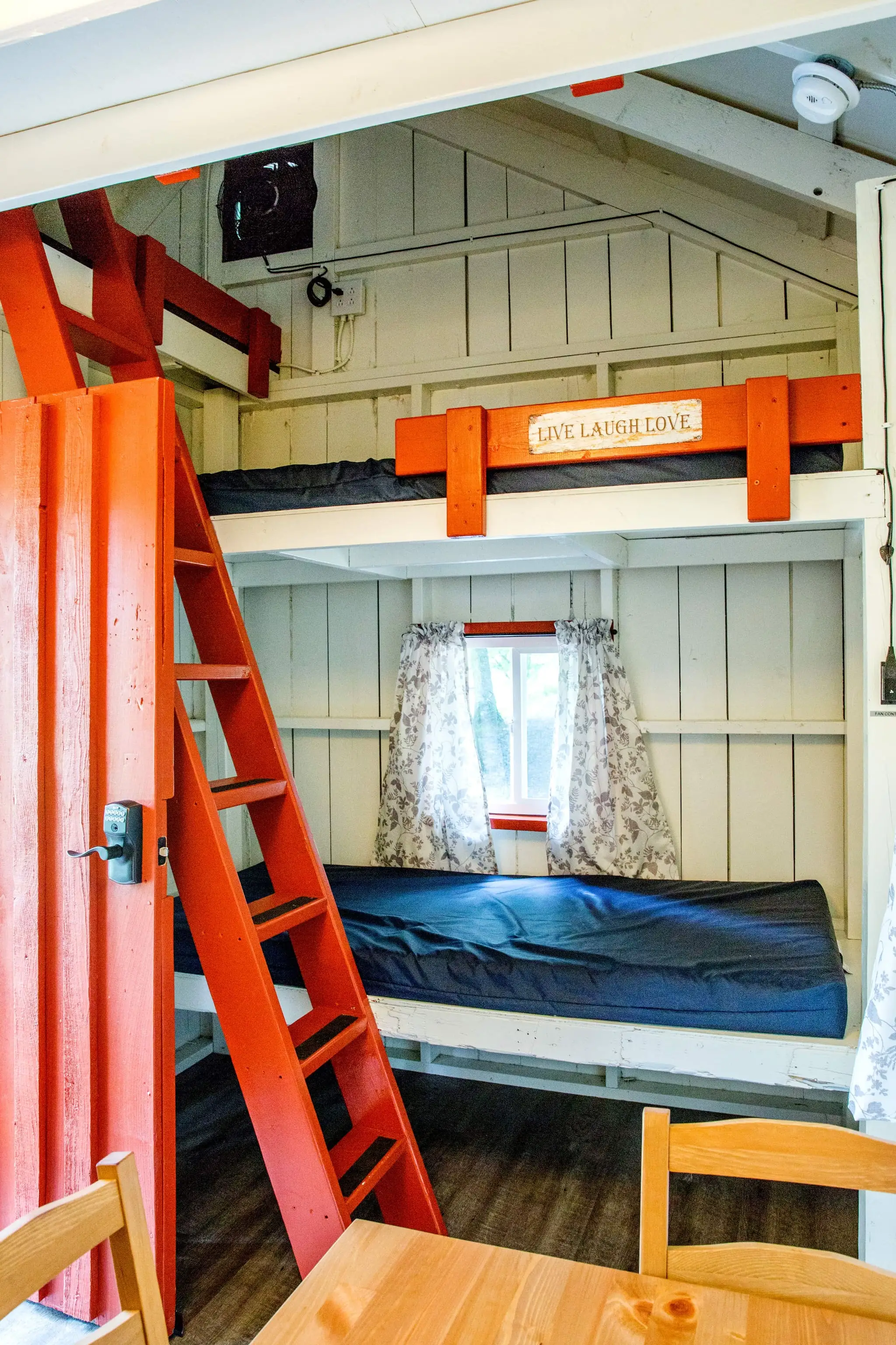 Inside the attached rustic family cabin – Partial Hookup RV with Rustic Family Cabin at The Outpost NRG