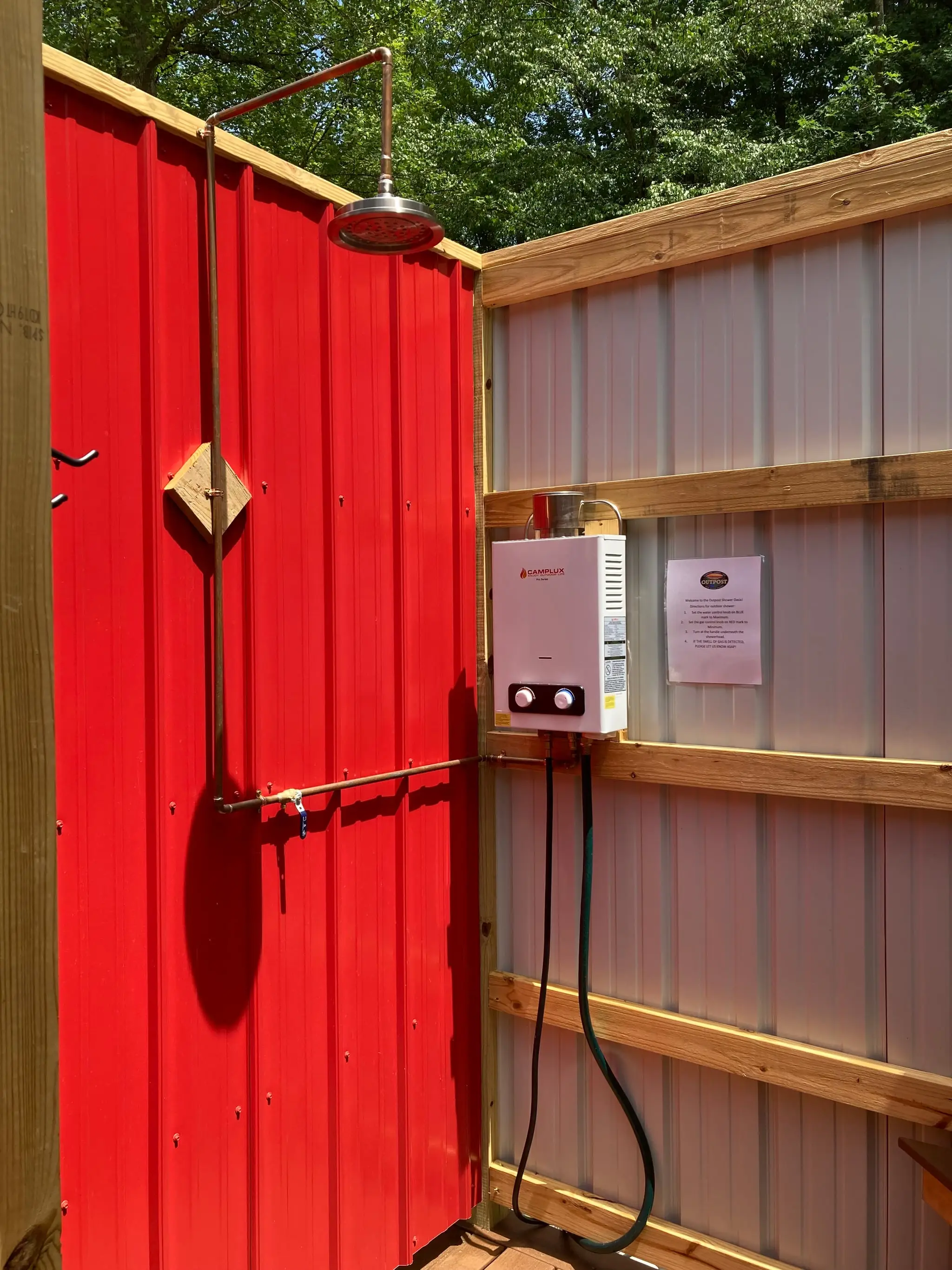 Outdoor shower stall – Field Tent Camping at The Outpost NRG