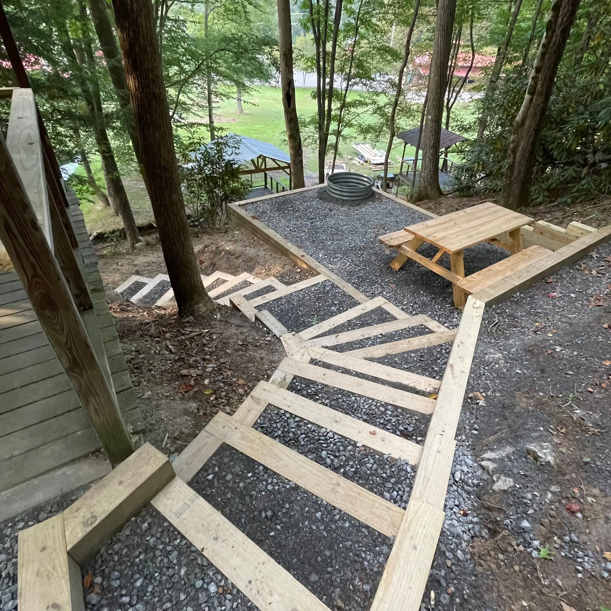 Stairs leading up to tent platforms – Tent Platforms at The Outpost NRG