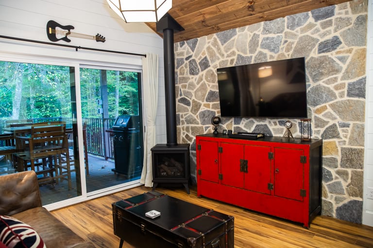 Abbey Road TV Room – A Beetles Themed Creekside Cabin